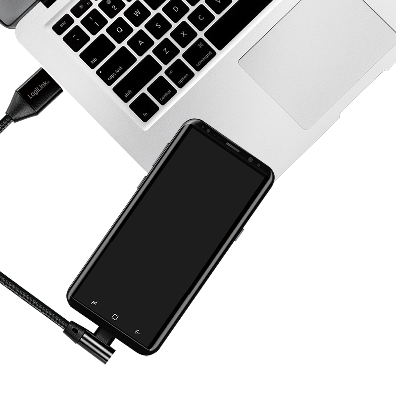 Logilink USB-Stecker USB 2.0 zu USB-C (90° gewinkelt) 0,3m