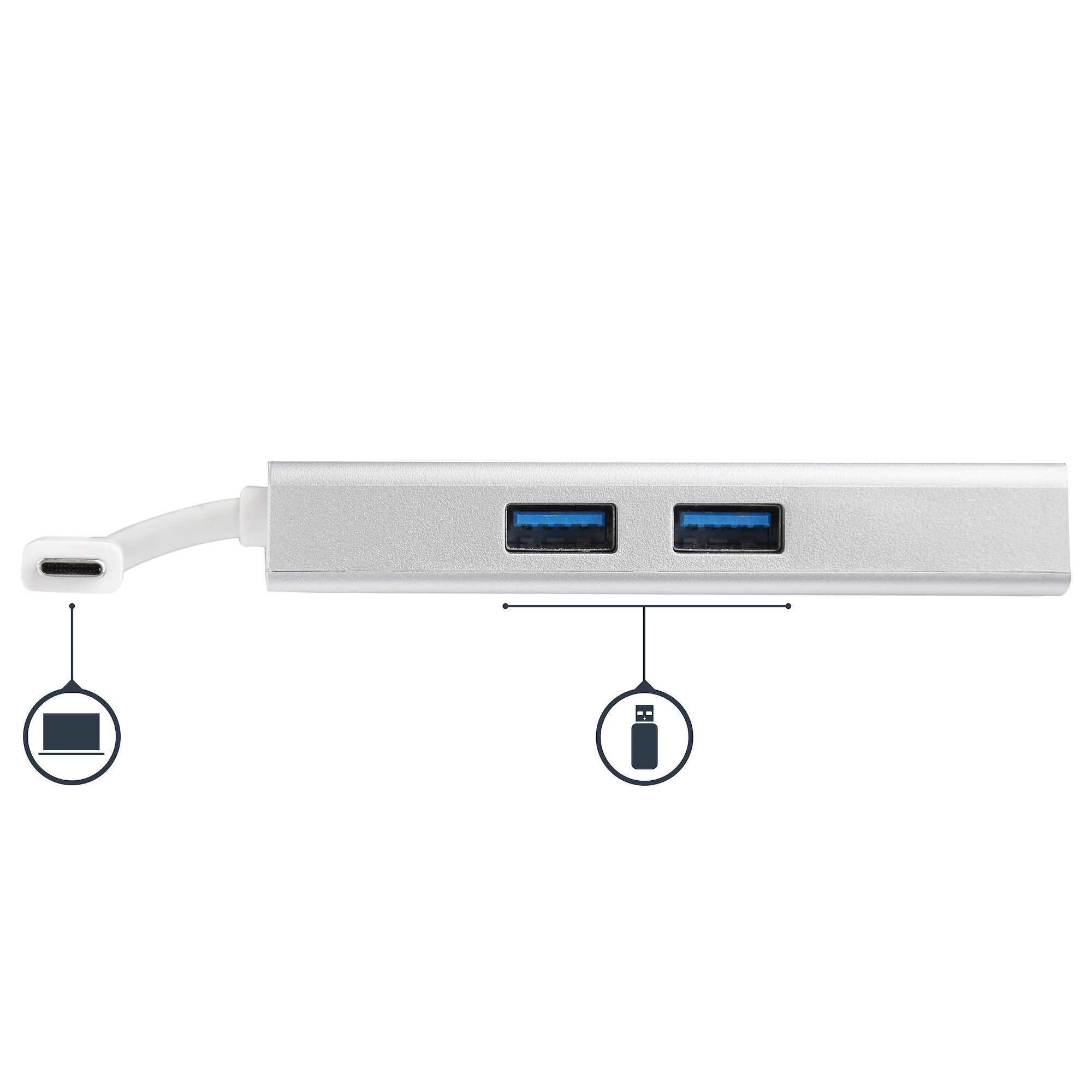 STARTECH.COM USB-C Multiport Adapter for Laptops - Power Delivery - 4K HDMI - GbE - USB 3.0 - Silver and White