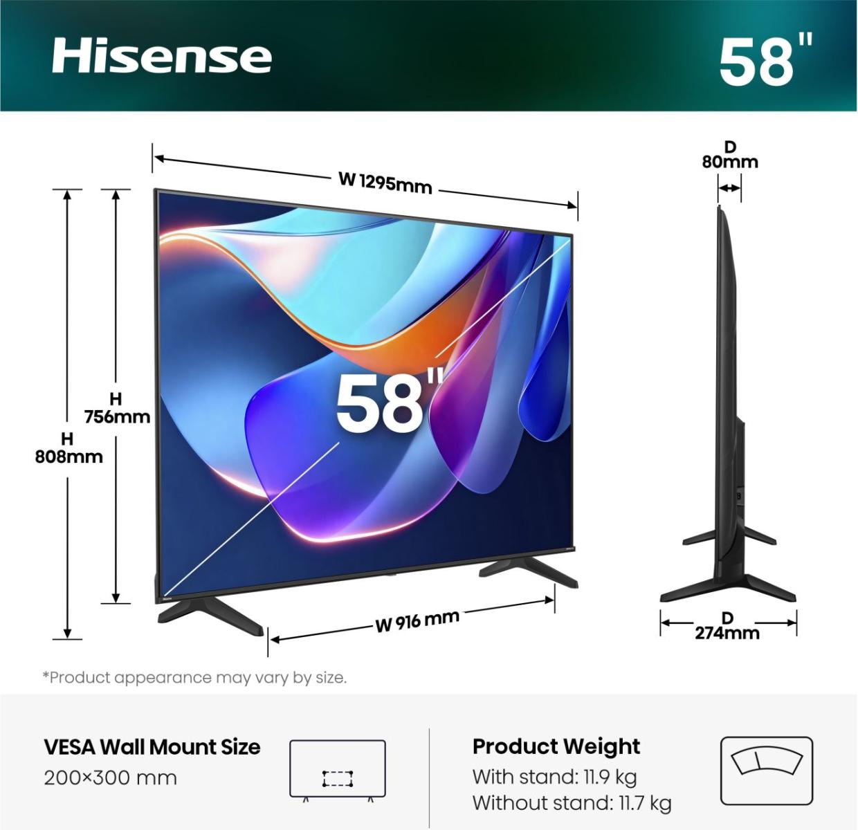 58A6S, LED-Fernseher