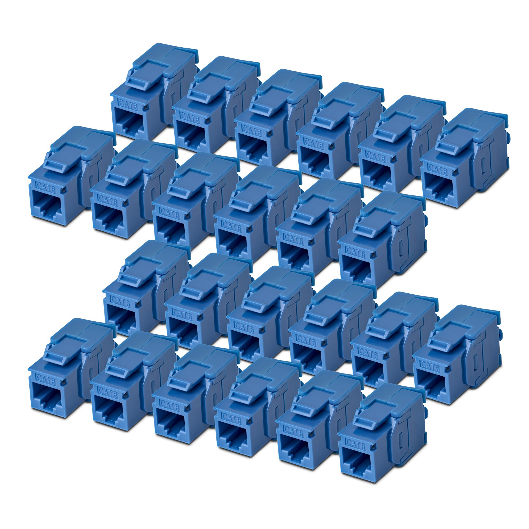 CAT6 KEYSTONE JACK 24-PACK 24-PACK180-DEGREE TOOLLESS BLUE