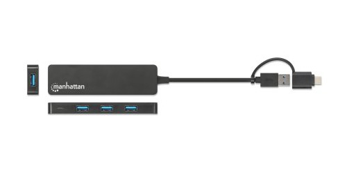 MANHATTAN 4-Port USB 3.0 Typ-C / Typ-A Kombi-Hub schwarz
