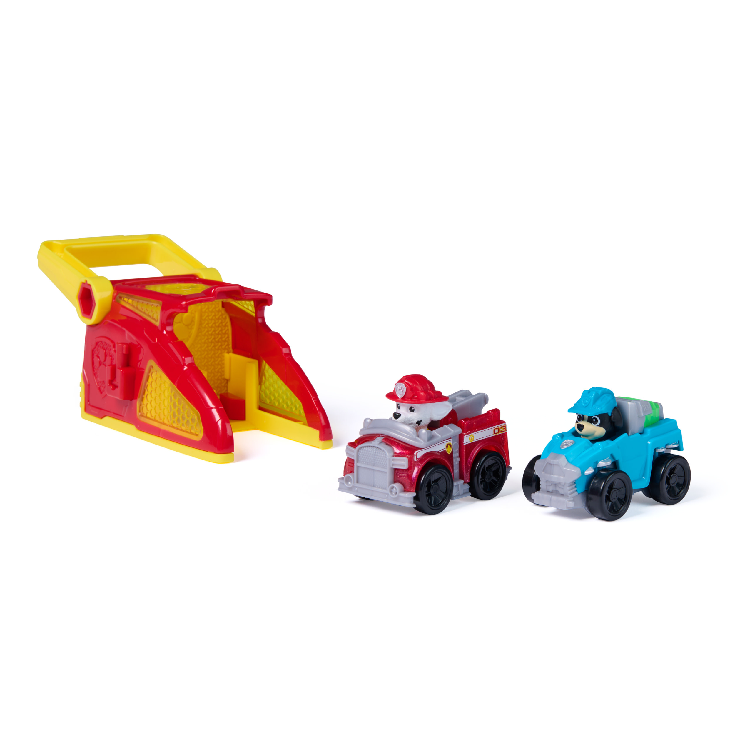 Paw Patrol - Pup Squad Launcher mit Marshall und Rex Fahrzeugen, Spielfahrzeug