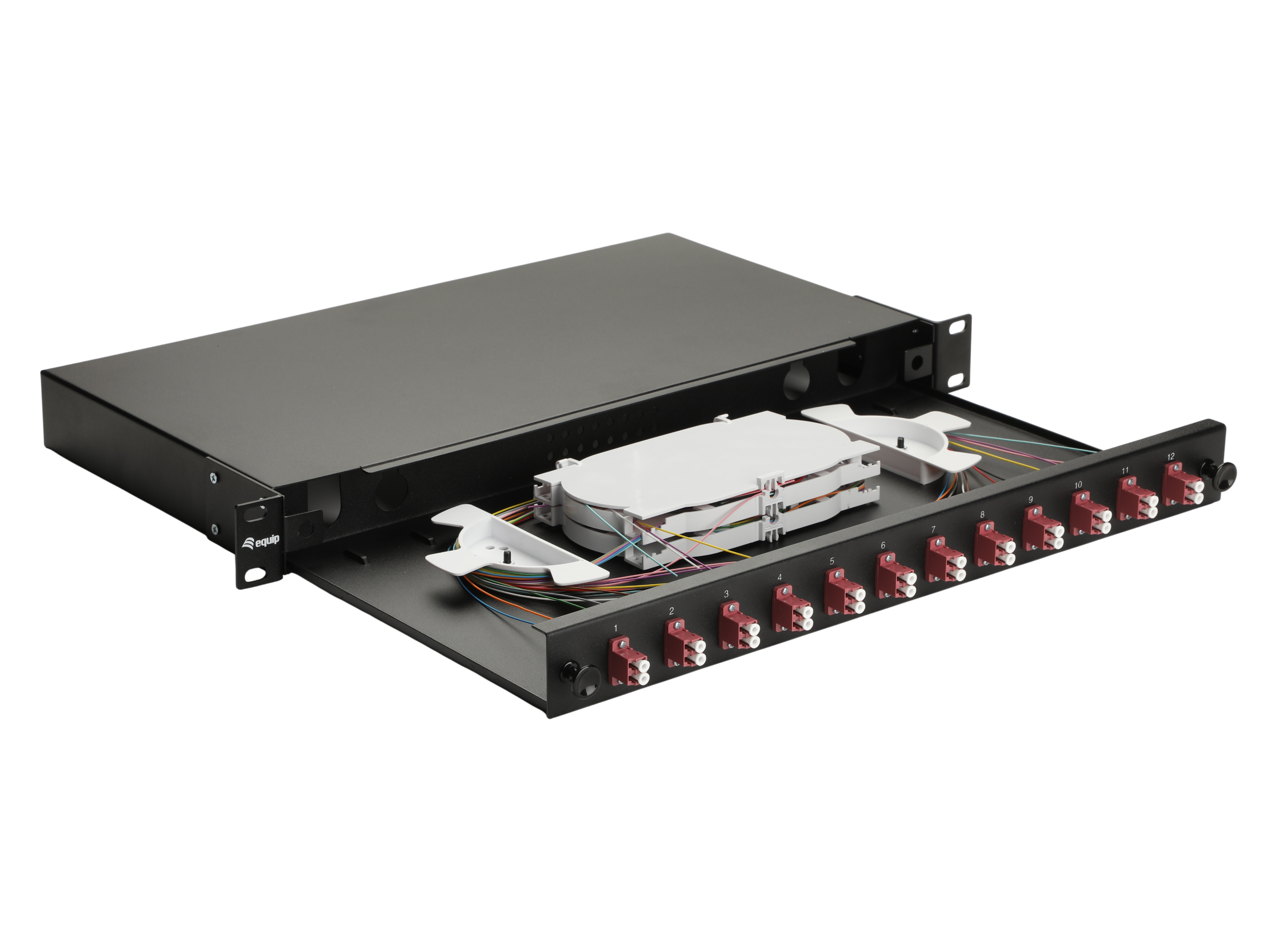 Equip LWL-Spleißkasten 12-Port LC-Duplex OM4 1U komplett sw