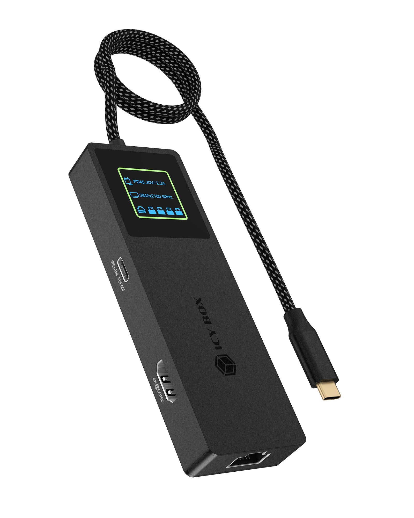 Dockingstation IcyBox Spade Dock 4038 7 in 1 mit LCD Display
