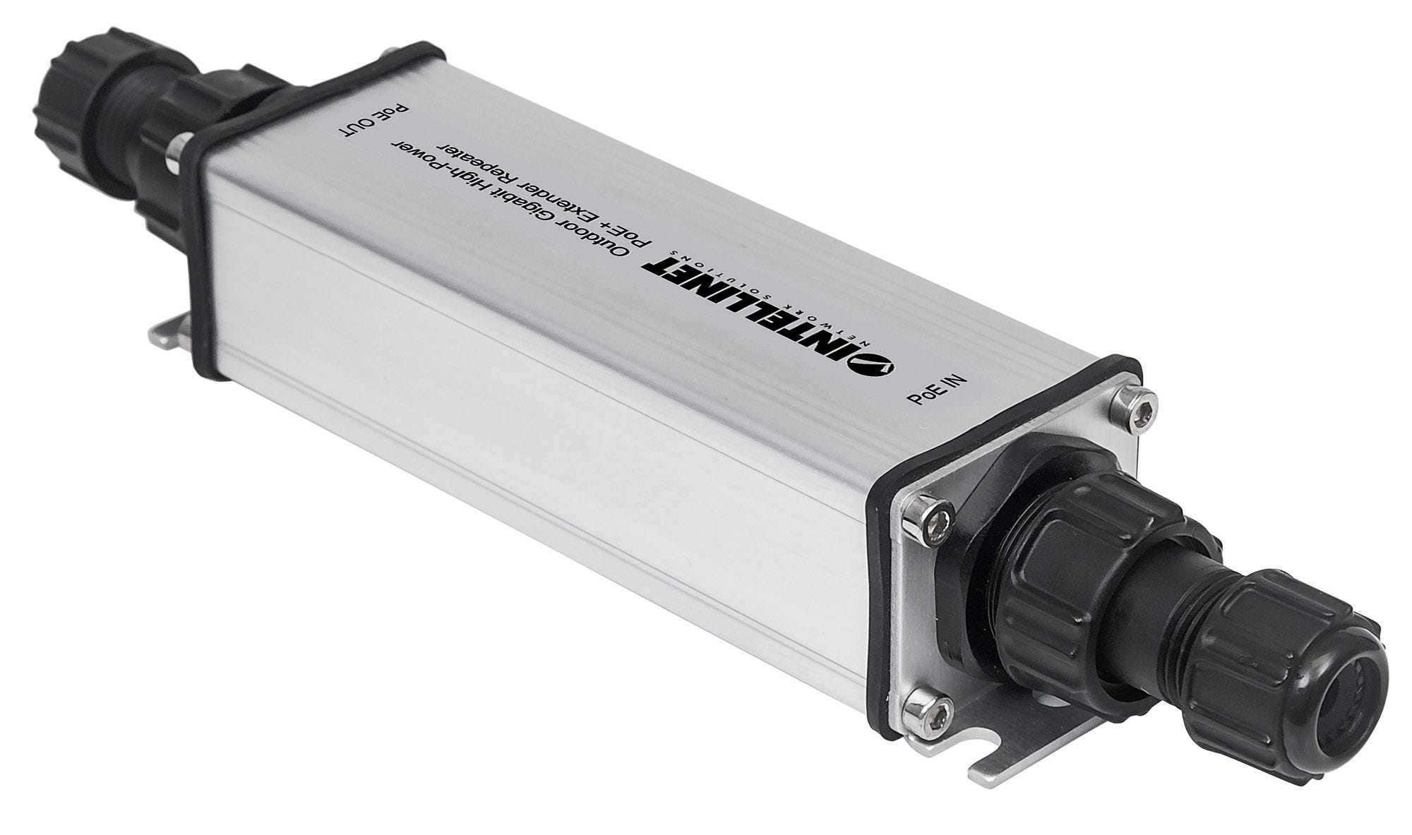 INTELLINET Outdoor Gigabit PoE+ Extender IEEE 802.3at/af verlaengert die Reichweite einer PoE-Verbindung um 100m Metall IP65