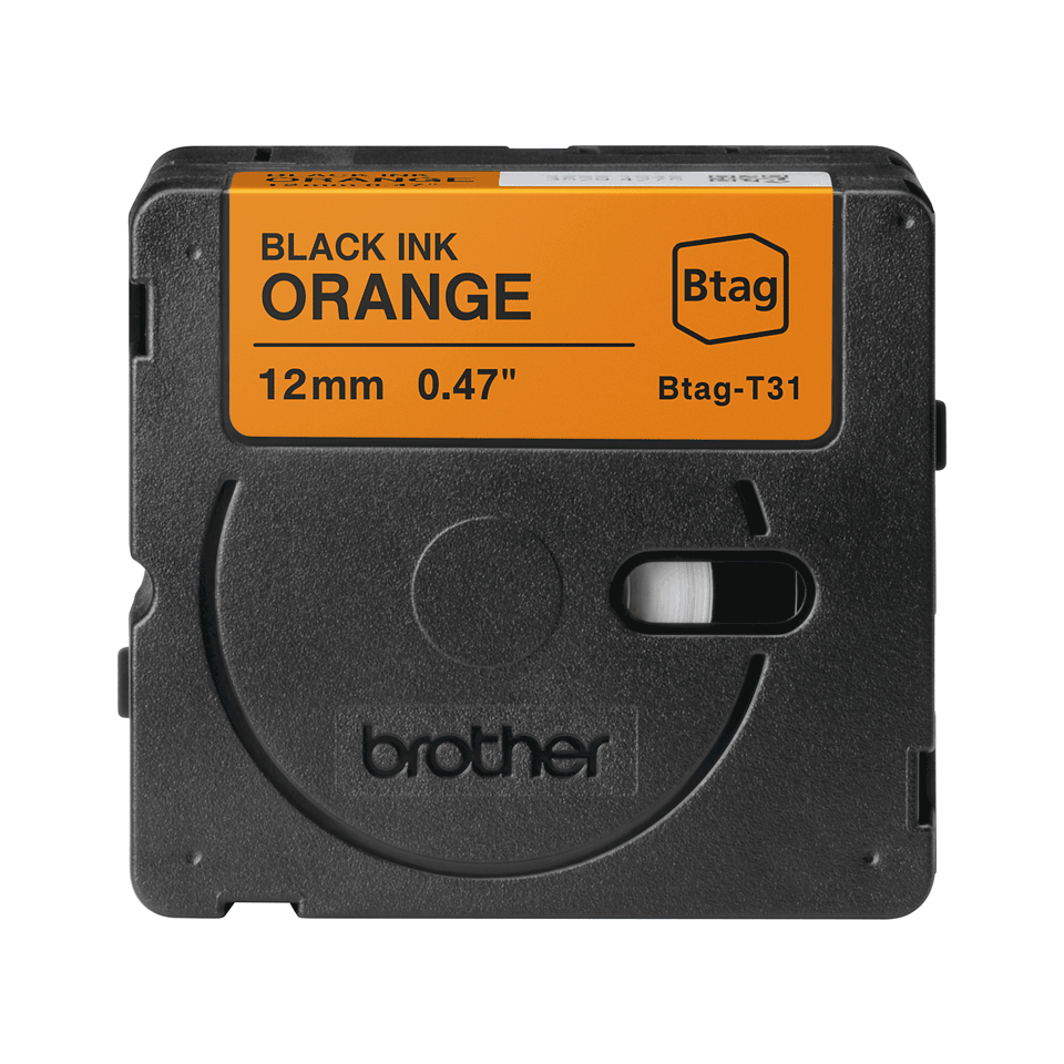 brother Schriftband Btag BTAGT31, 12 mm, schwarz auf orange, 1 St.