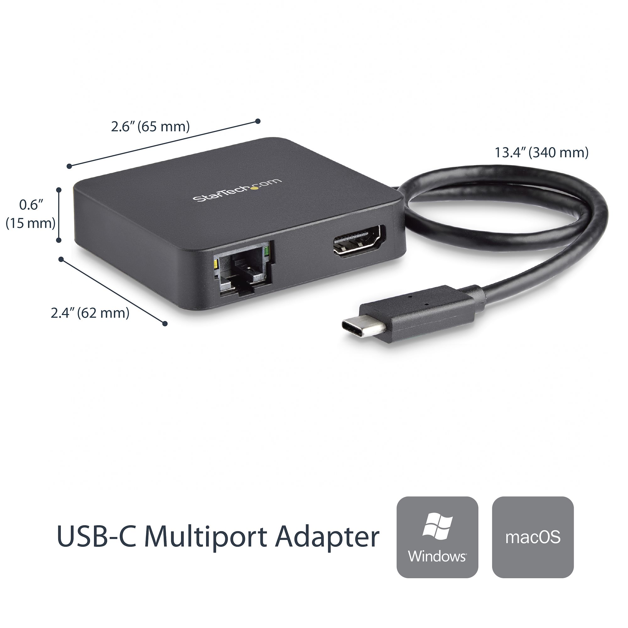 STARTECH.COM USB-C Multiport Adapter - USB Typ C auf 4K HDMI / USB 3.0 / Gigabit Ethernet - Powered USB Hub - USB-C zu USB Adapter
