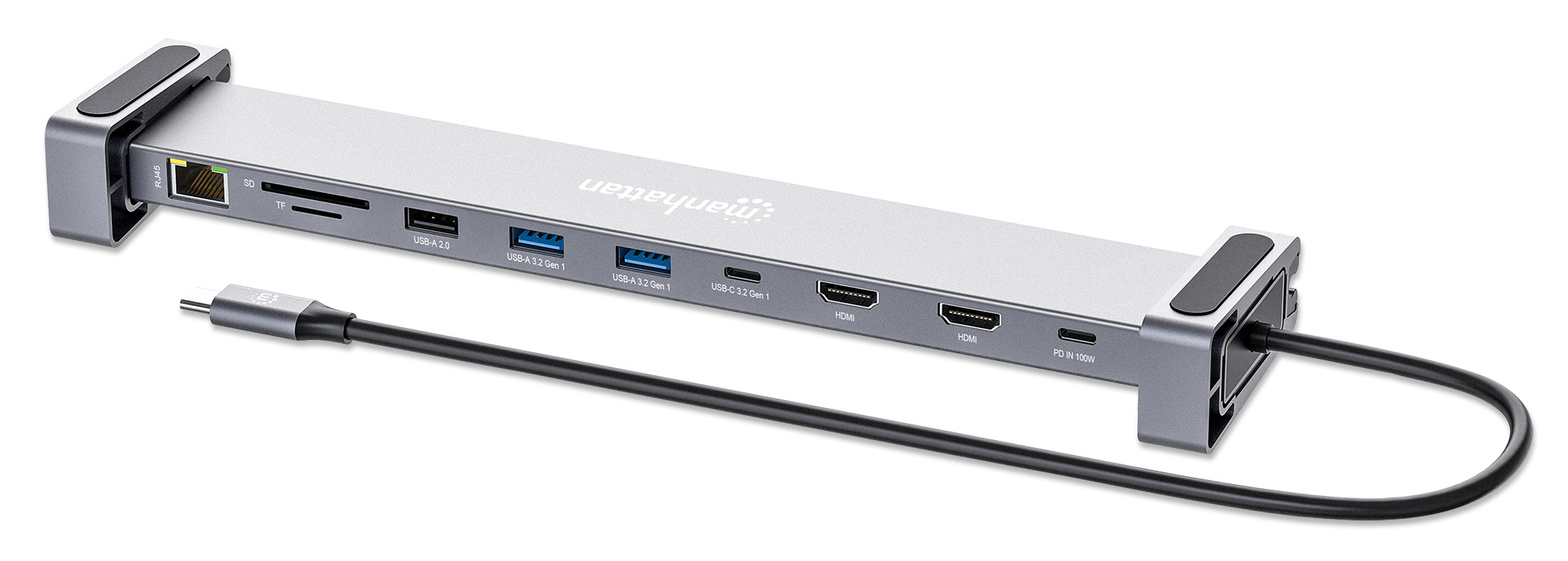 MANHATTAN 10-in-1 4K USB-C PD Dockingstation 2xHDMI