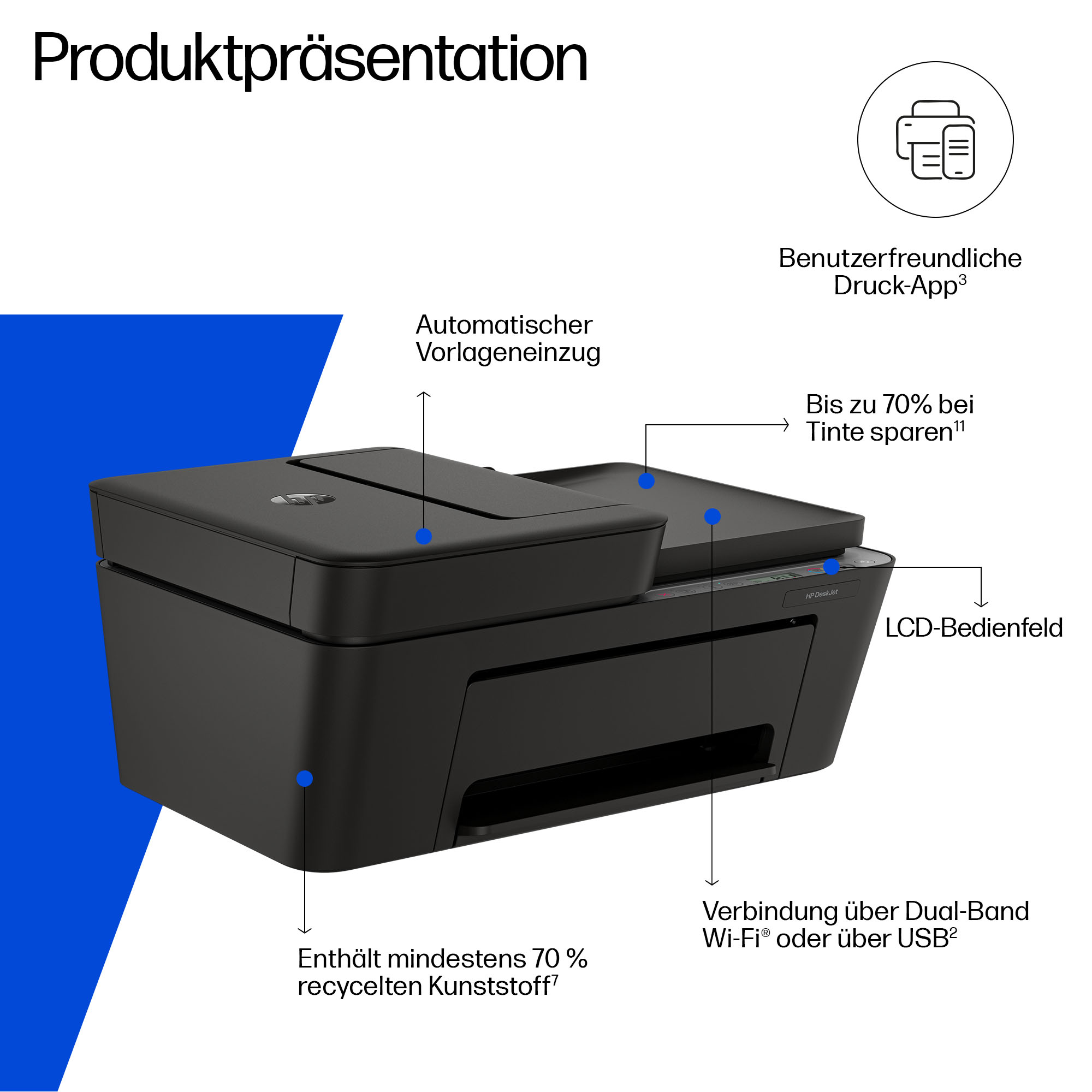 HP DeskJet 4320 All-in-One 3 in 1 Tintenstrahl-Multifunktionsdrucker schwarz, HP Instant Ink-fähig