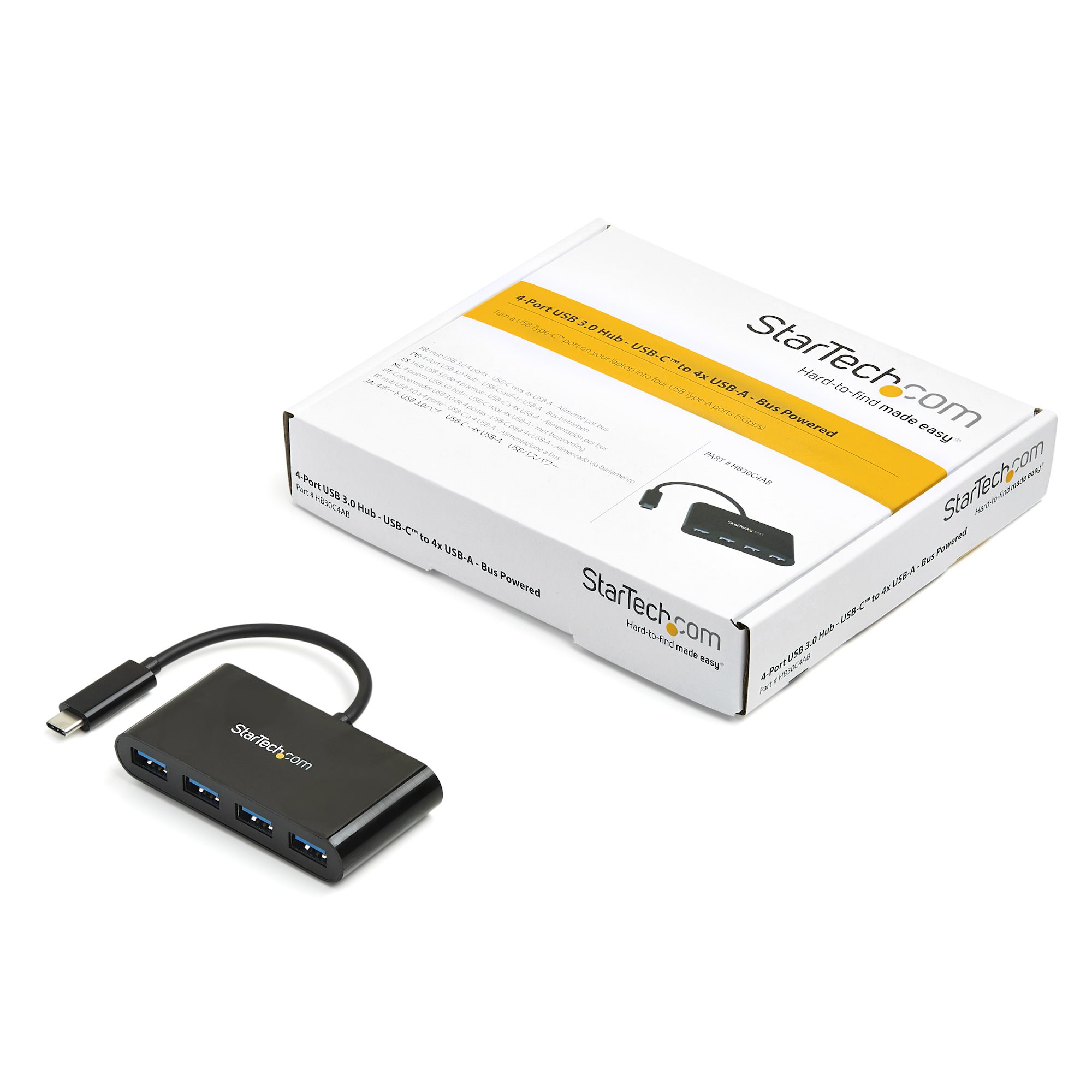 STARTECH.COM 4-Port USB-C Hub - USB-C to 4x USB-A - USB 3.0 Hub - Bus Powered