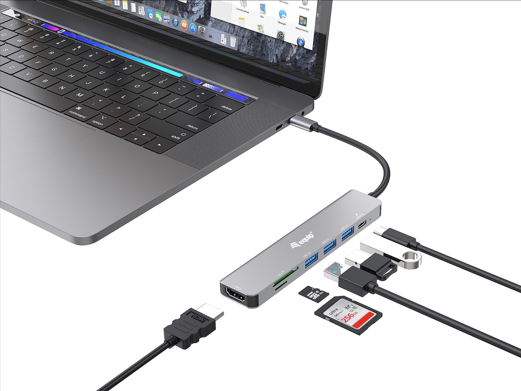 Equip Dock 7-1 USB-C->HDMI,3xUSB-A,SD/TF,100W USB-C 0.25m