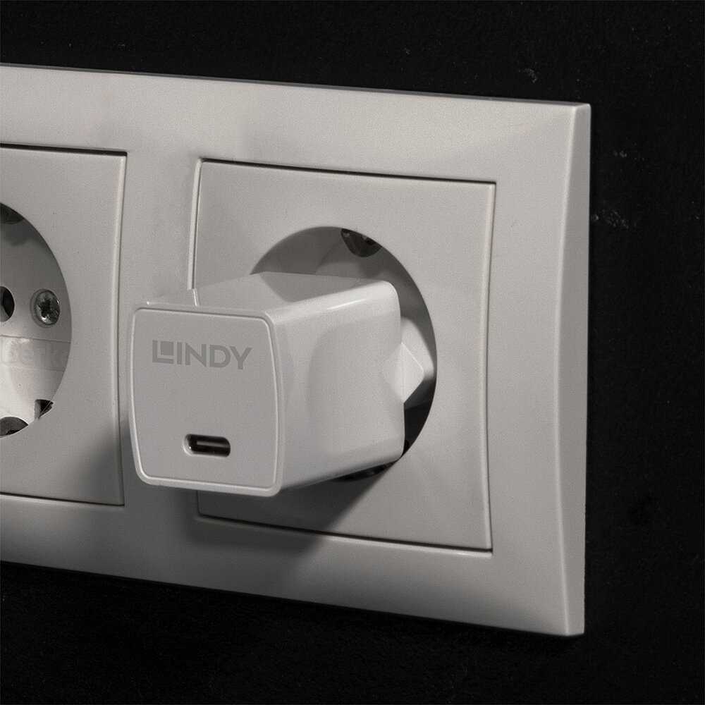 LINDY USB Typ C PD GaN Charger 20W, weiß