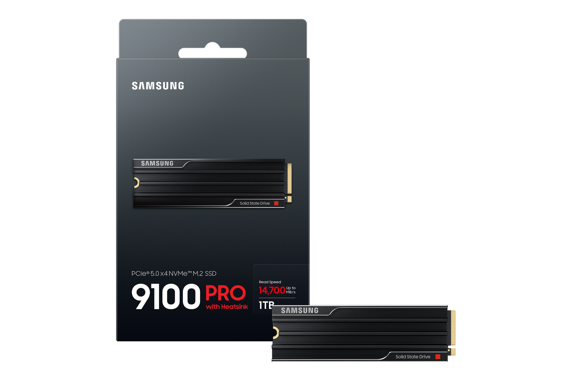 SAMSUNG 9100 PRO SSD Heatsink NVMe M.2 1TB PCIe 5.0 14.700 MB/s Lesen 13.300 MB/s Schreiben Interne SSD für PC-Gaming