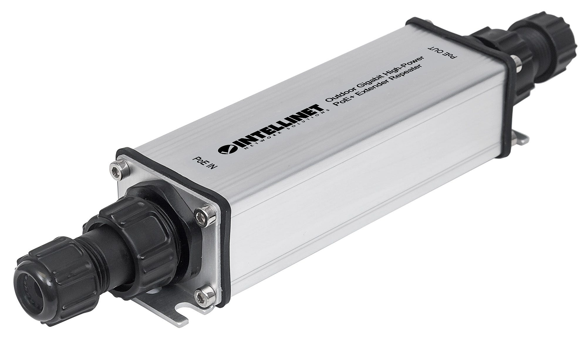 INTELLINET Outdoor Gigabit PoE+ Extender IEEE 802.3at/af verlaengert die Reichweite einer PoE-Verbindung um 100m Metall IP65