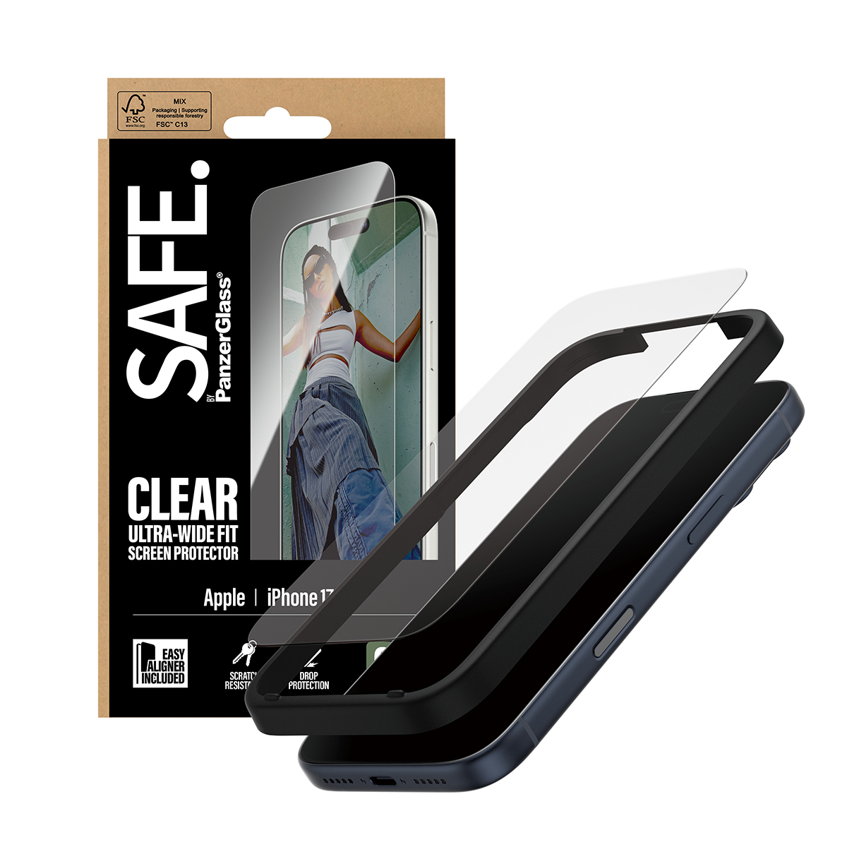 SAFE. BY SCREEN PROTECTOR IPHON ULTRA-WIDE FIT W. EASYALIGNER