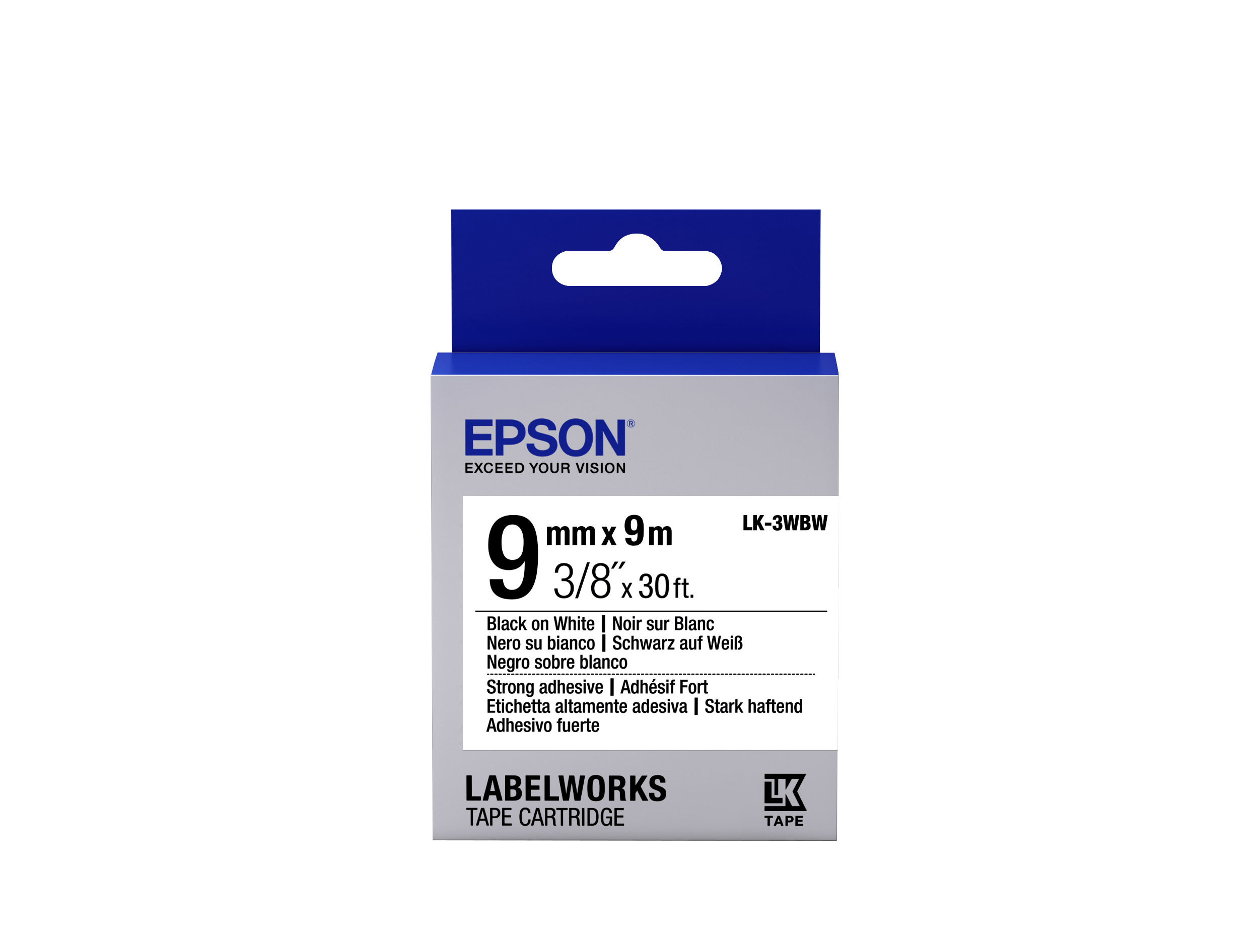 TAPE LK-3WBW STRNG ADH ADHESIVE LK-3WBW BLACK/WHITE 9MM
