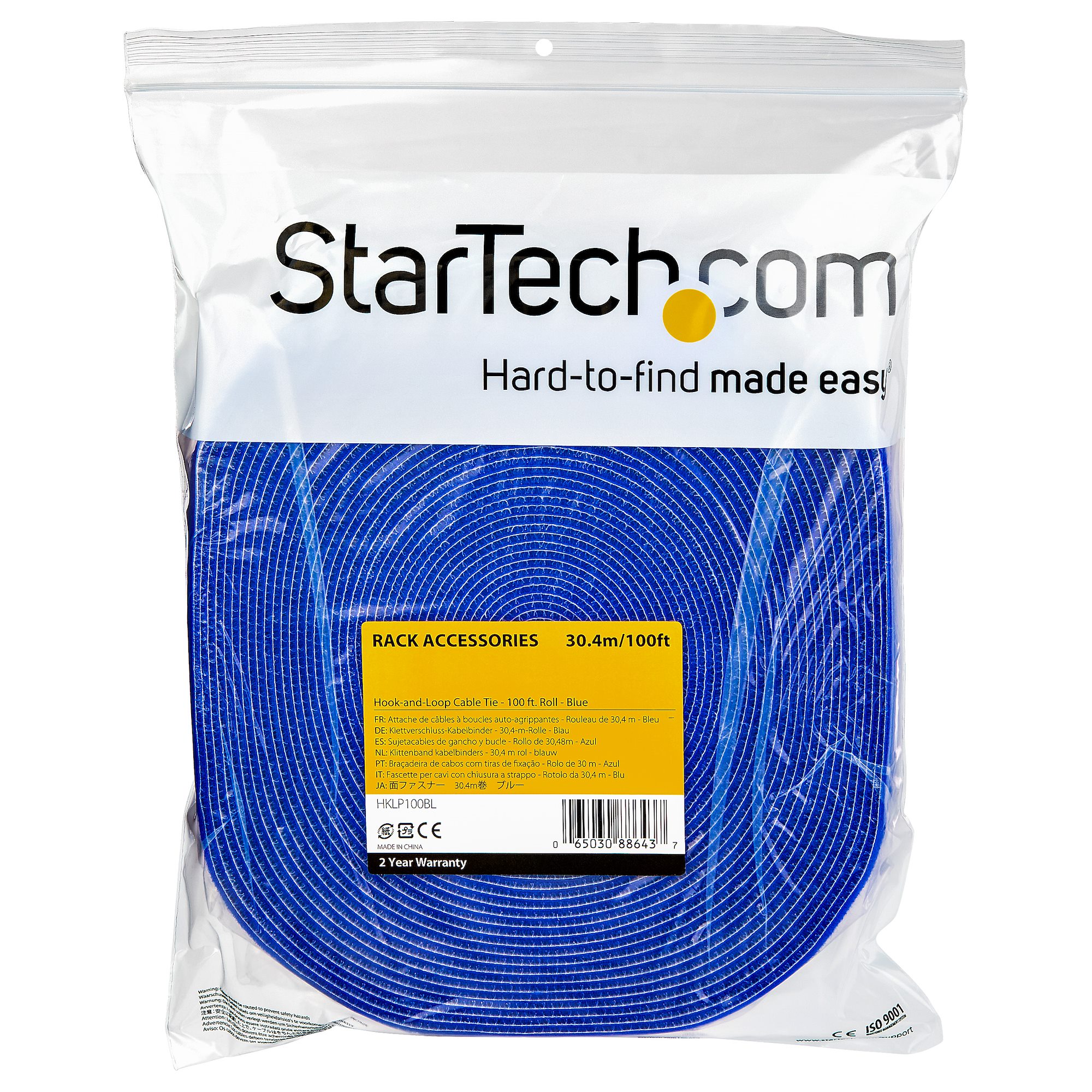 HOOK AND LOOP ROLL 100FT. - BLUE - RESUABLE