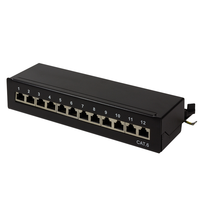 Logilink Patchpanel Tisch/Wand Cat.6 STP 12 Ports, schwarz