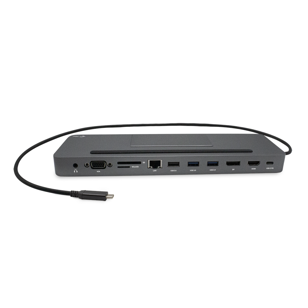 I-TEC USB-C Metal 4K 3xDisplay DS 1xHDMI1xVGA1xDP 1xSD+1xmicroSD CR 1xGLAN 1x3.5mmAudio 2xUSB 3.0 2xUSB 2.0 1xUSB-C PD+ Netztei 100W
