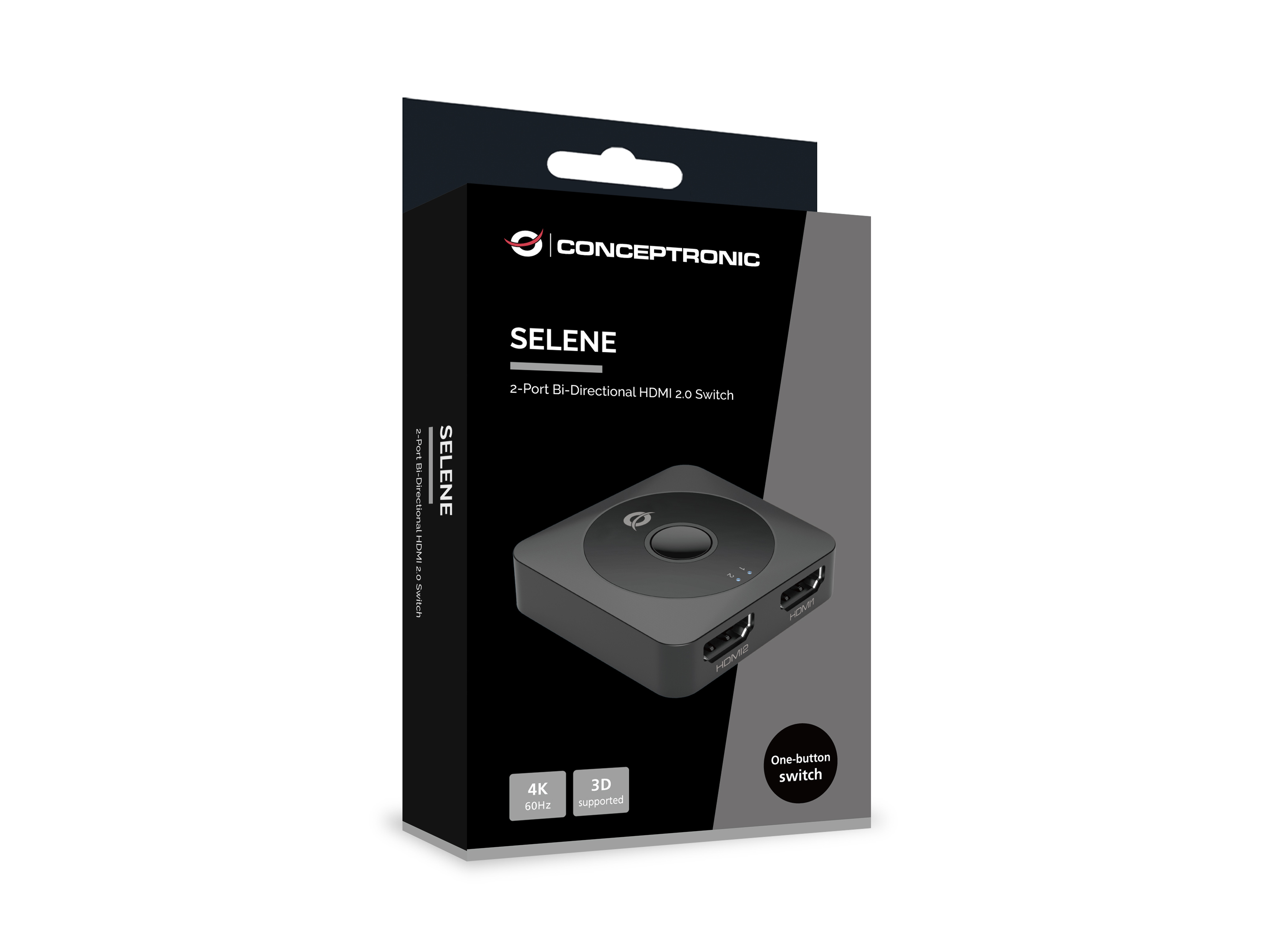 CONCEPTRONIC Switch 2-Port Bidir. 2xHDMI2.0 Bu/Bu schwarz