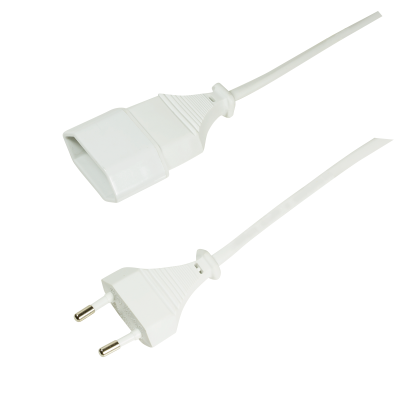 Logilink Netzkabel Euro CEE 7/16 Stecker zu Dose, 2m, WeiÃ