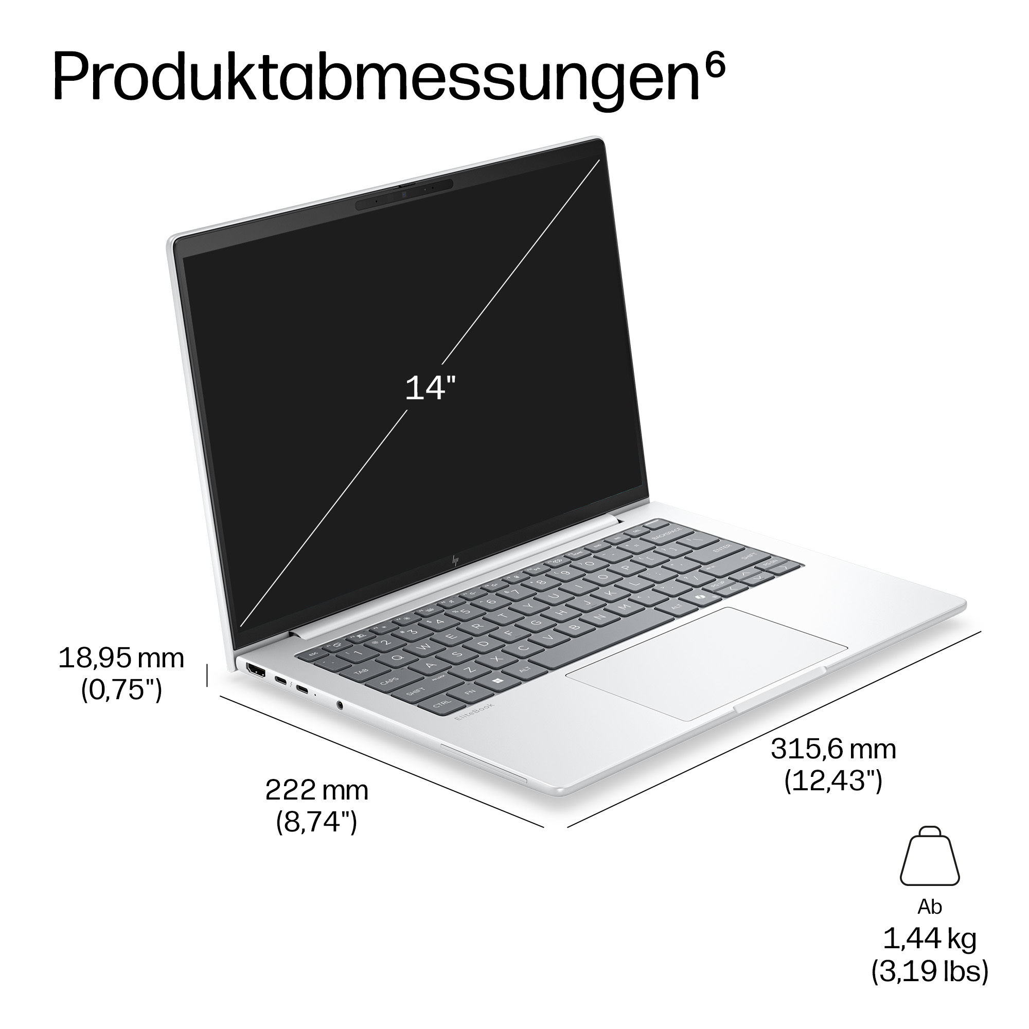 HP EliteBook 8 G2a AMD Ryzen AI 5 435 35,56cm 14Zoll WUXGA 16GB 512GB/SSD LTE 5G W11P 3J Gar (DE)