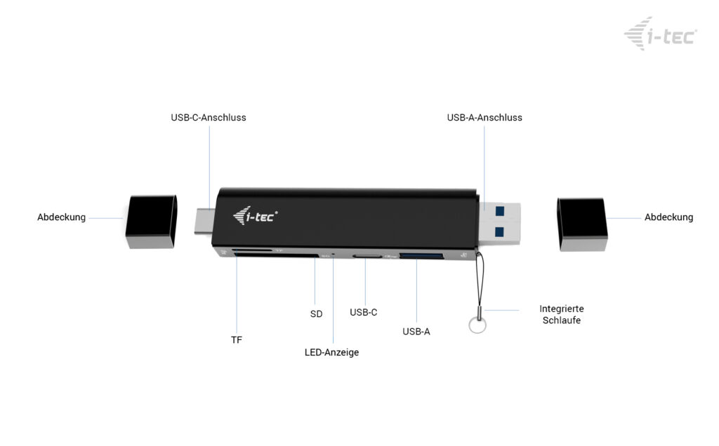 I-TEC USB-C/A DONGLE SD 2X USB SD TF 2X USB (USB-A USB-C)