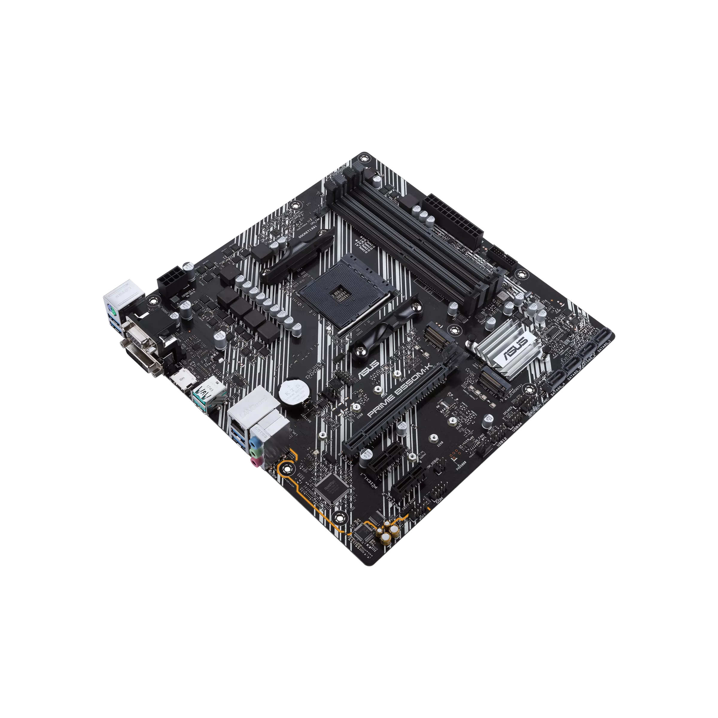 ASUS PRIME B550M-K mATX MB dual M.2 PCIe 4.0 1Gb Ethernet HDMI/D-Sub/DVI SATA 6Gbps USB3.2 Gen 2 Type-A