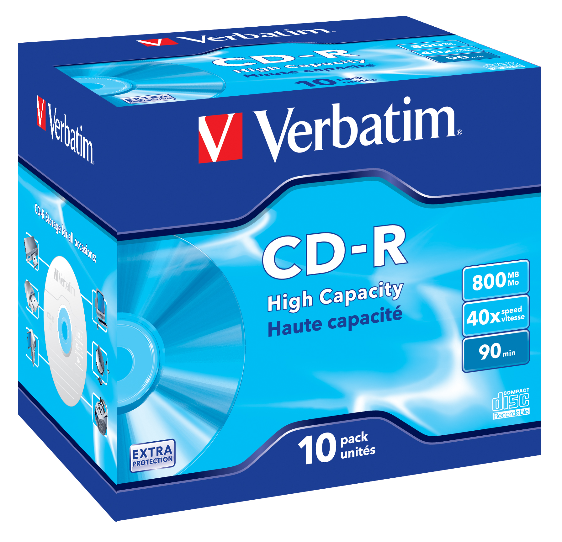CD-R Verbatim 800MB 10pcs Pack 40x JewelCase extra protec retail