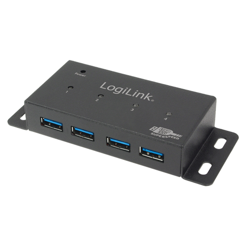 LogiLink USB 3.0-Hub 4-Port Metall m. Netzteil