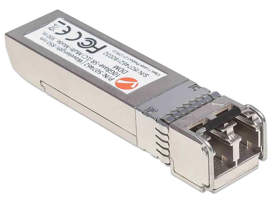 INTELLINET Gigabit SFP+ Mini-GBIC Transceiver 10GBase-SR (LC) Multi-Mode Port Reichweite bis zu 300m Wellenlaenge 850nm