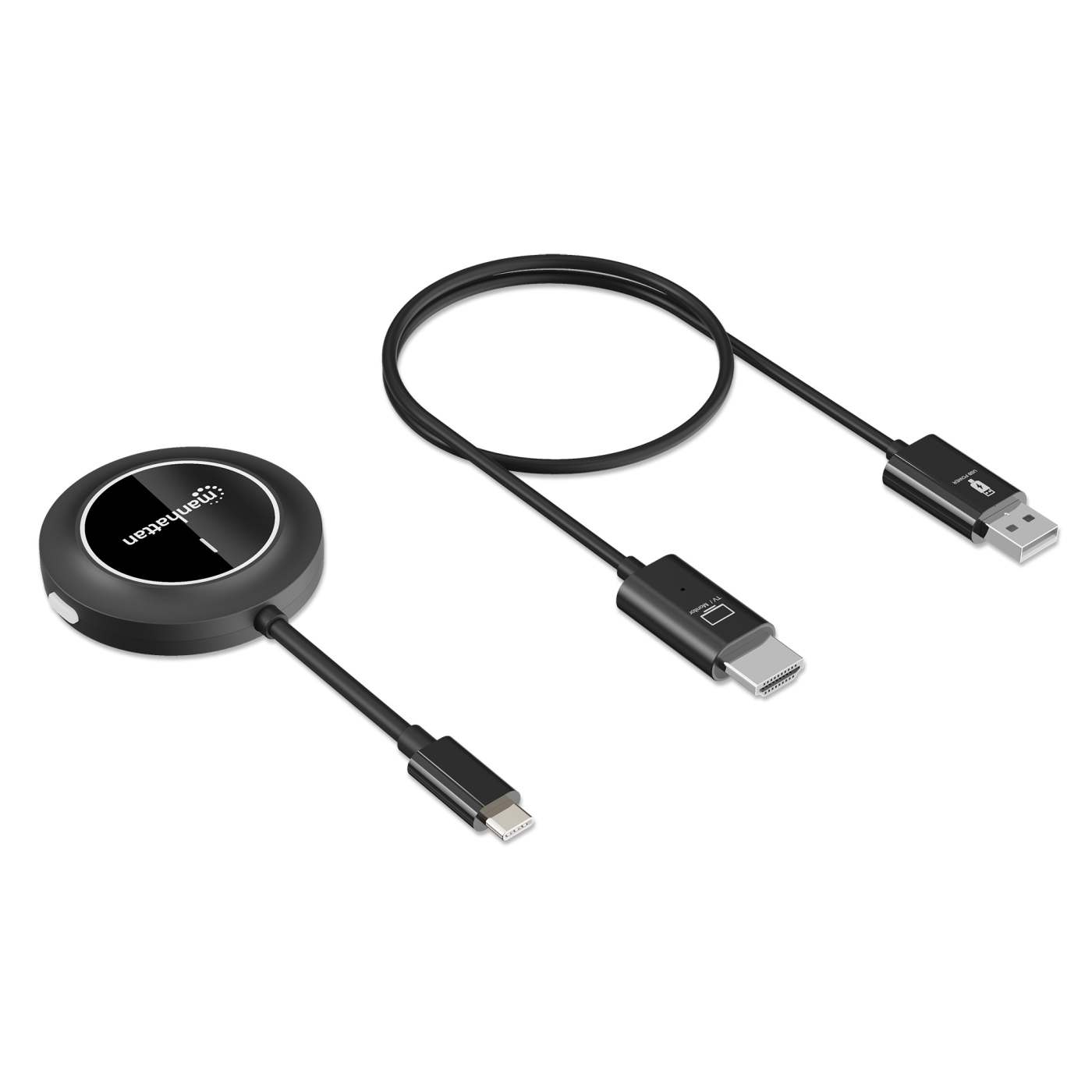 MANHATTAN 1080p Wireless HDMI-Display-Präsentationsset 2-teiliges Set mit HDMI-Empfänger und USB-C Sender-Dongle