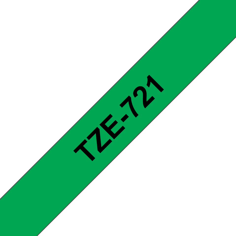 TZE-721 LAMINATED TAPE 9MM 8M BLACK ON GREEN
