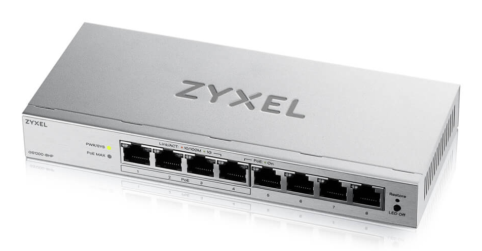 Zyxel GS1200-8HPV3 8-Port Gigabit PoE+ web/smart managed