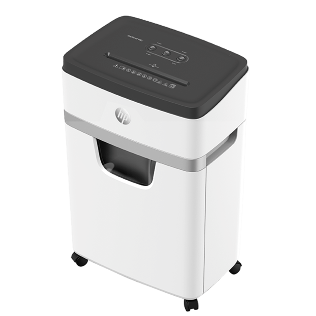 HP OneShred 18CC Aktenvernichter mit Partikelschnitt P-4, 4 x 35 mm, bis 18 Blatt, weiß