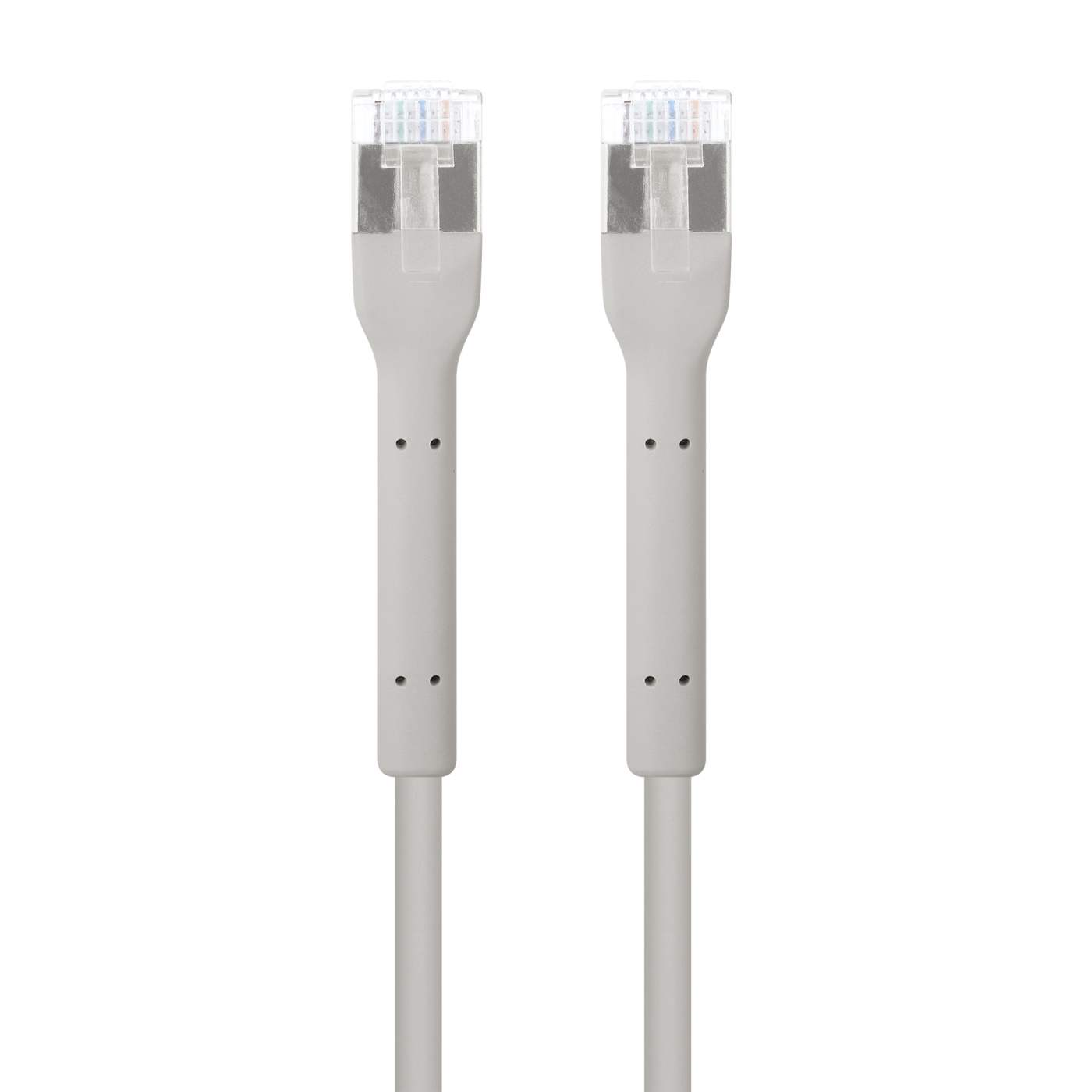 INTELLINET Cat6a F/FTP FlexiBoot Slim Patchkabel 0,3m grau 10G 500MHz LSZH Kupfer Litzendraht äusserst biegsam vergoldete Kontakte