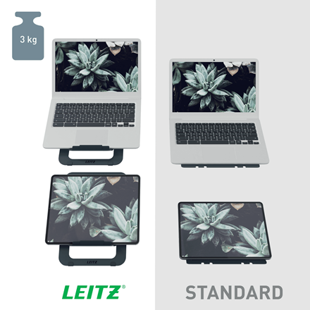 AKTION: LEITZ Laptop-Ständer Ergo Ultraflach aus Aluminium 63460089 dunkelgrau mit Prämie nach Registrierung