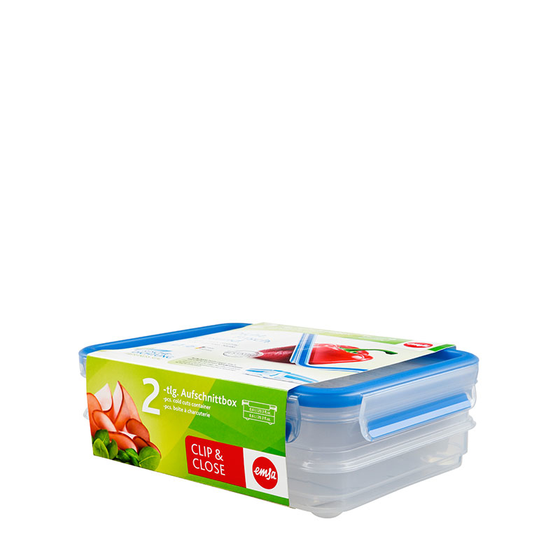 emsa Frischhaltedosen CLIP & CLOSE 7,7 cm hoch transparent 2x 0,6 l, 2 St.