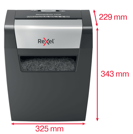Rexel Momentum X406 Aktenvernichter mit Partikelschnitt P-4, 4 x 28 mm, bis 6 Blatt, schwarz