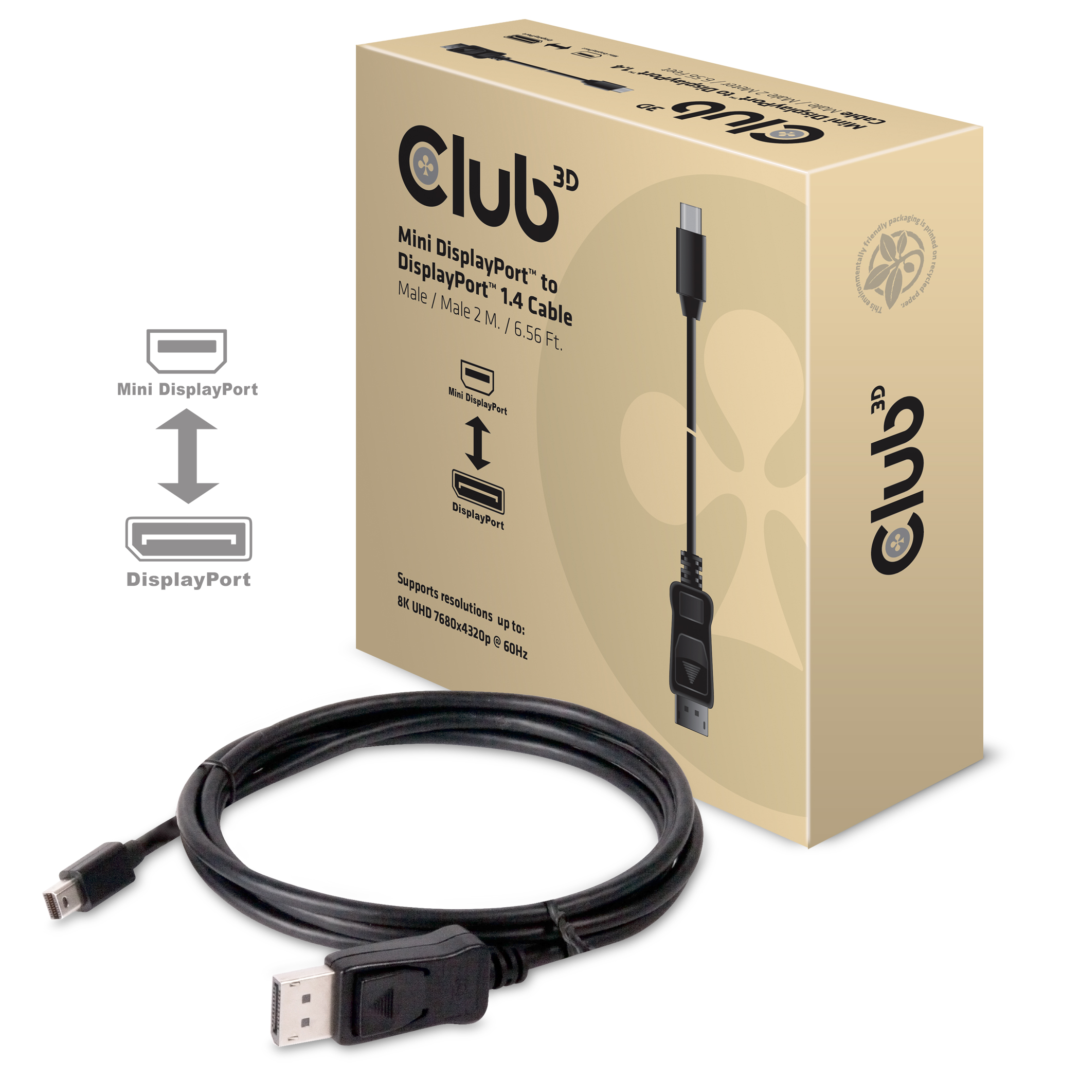 Club3D Kabel MiniDP 1.4  DP 1.4 2m 8K60Hz St/St retail