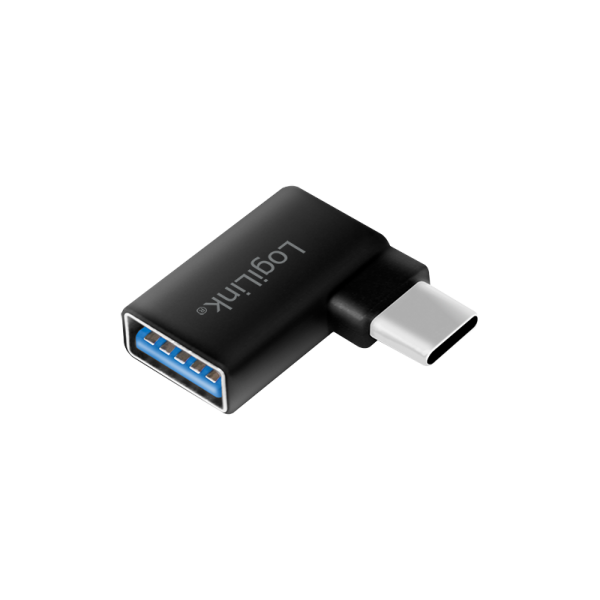 Logilink Adapter USB 3.2 Gen1 Type-C,C/M zu USB-A/F,90°,schw