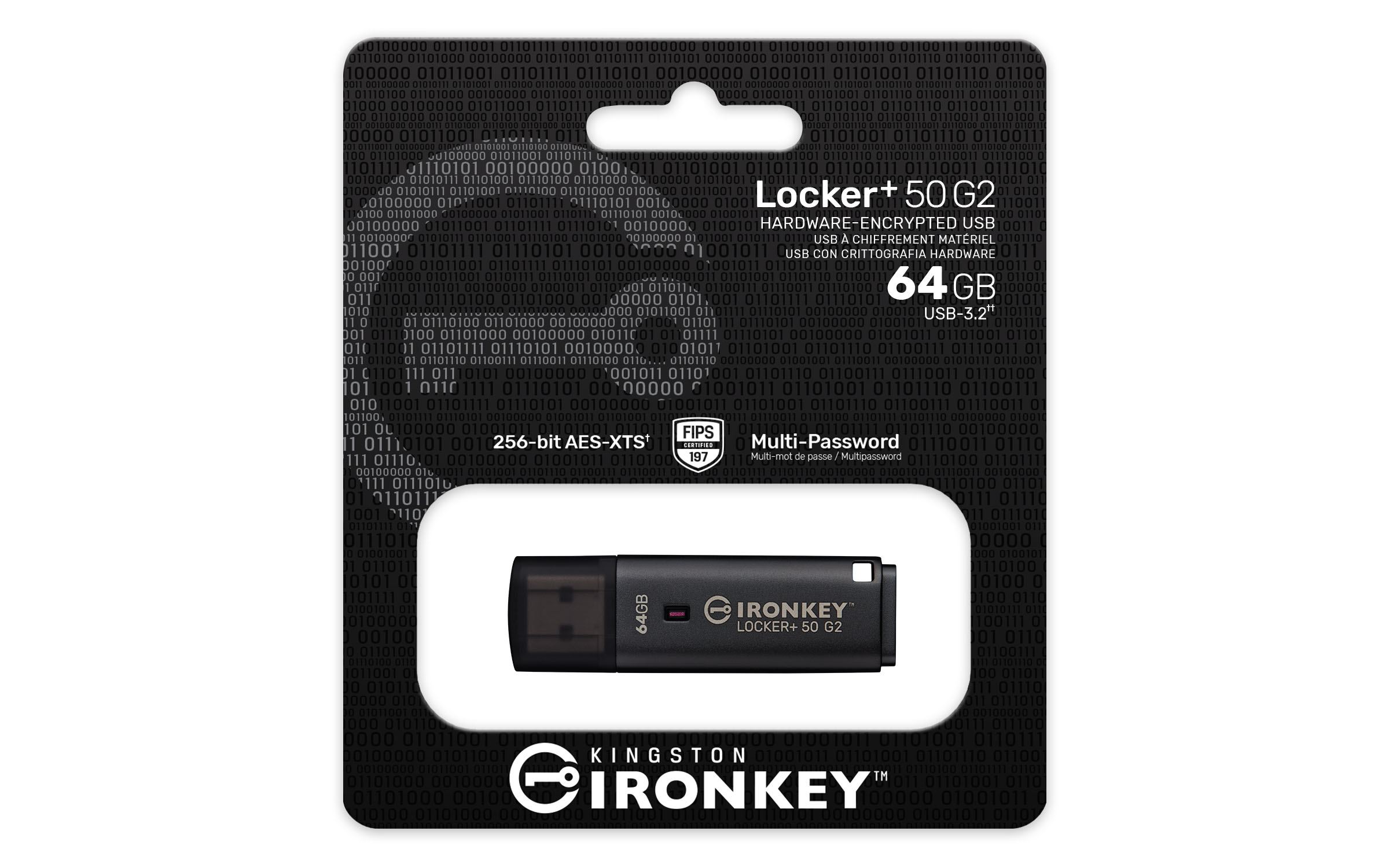 KINGSTON 64GB IronKey Locker Plus 50 G2 FIPS 197 AES-256