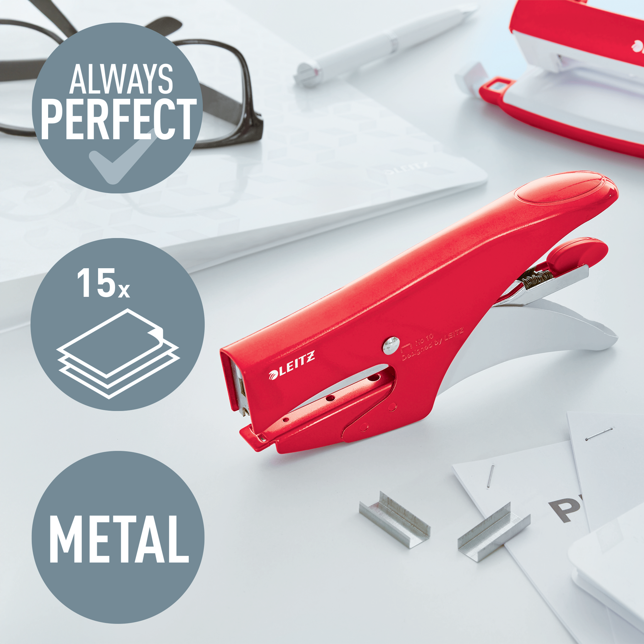 LEITZ Heftzange 5531 WOW rot-metallic, 1 St.