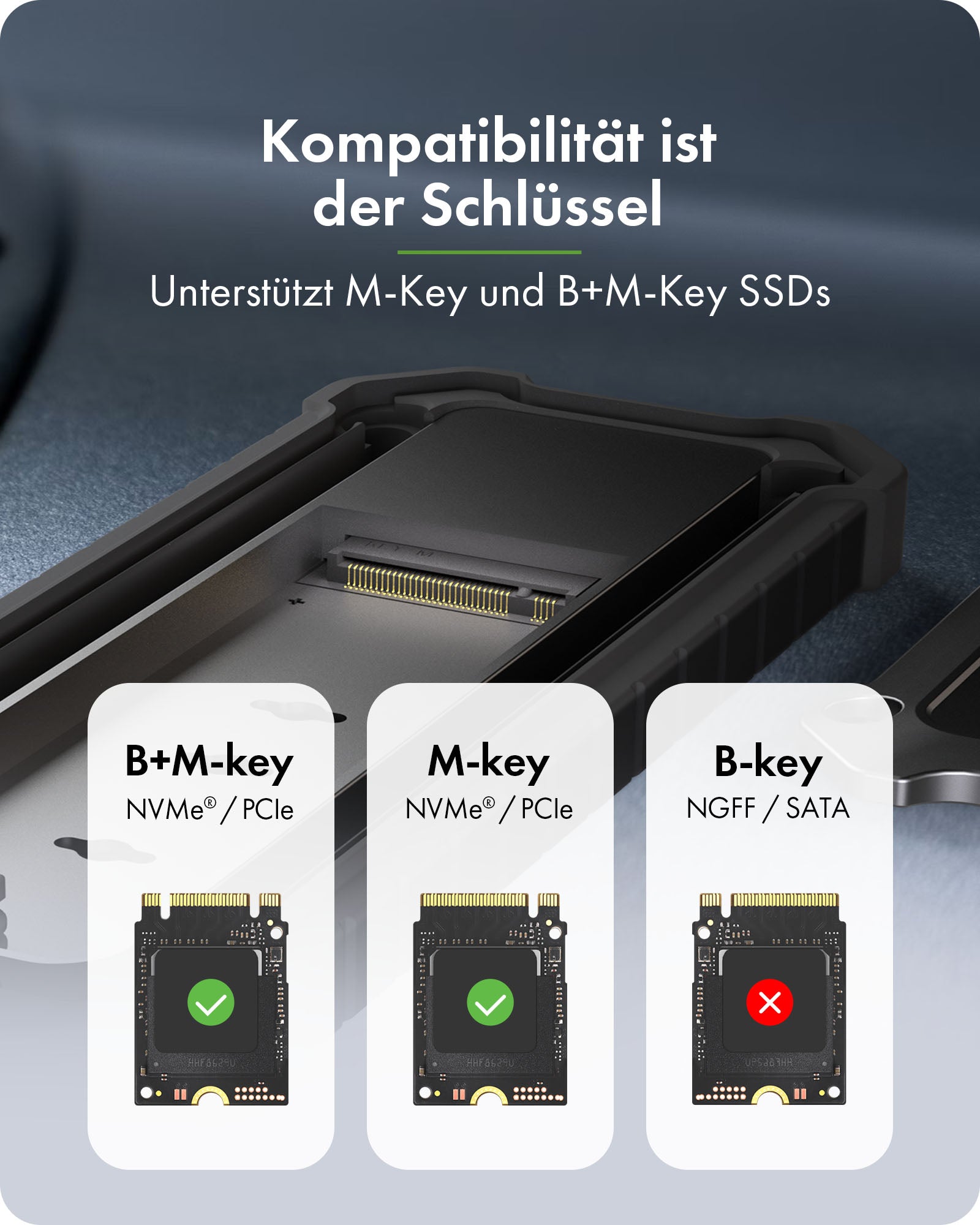 Geh. IcyBox für NVMe M.2/SATA SSD 10Gbps USB3.2 GEN2 Type-C