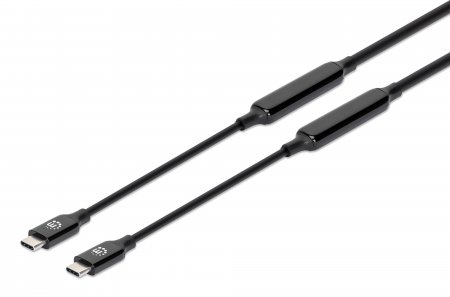 MANHATTAN USB 3.2 Gen 2 Aktives Typ-C Kabel 2x USB-C Stecker 5 m SuperSpeed+ USB 10 Gbit/s 60 W / 3 A vergoldete Kontakte schwarz