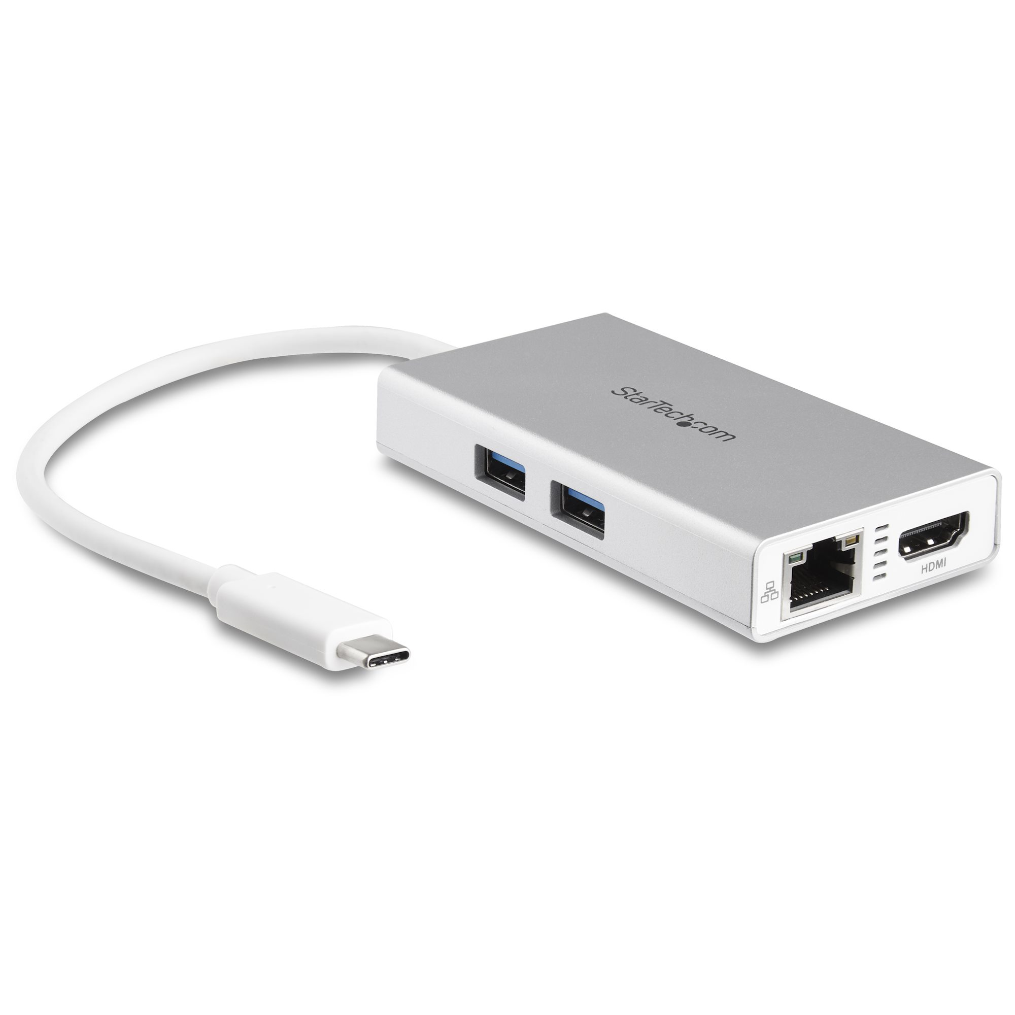 STARTECH.COM USB-C Multiport Adapter for Laptops - Power Delivery - 4K HDMI - GbE - USB 3.0 - Silver and White