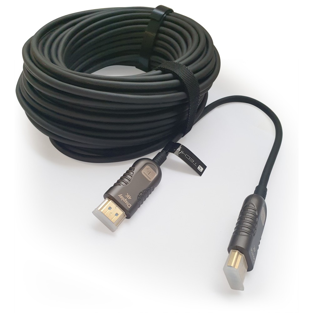 TECHLY HDMI 4K 60Hz AOC LWL Kabel 2xHDMI Stecker 19polig Laenge 30m Hohe Bestaendigkeit bei EMI und RFI