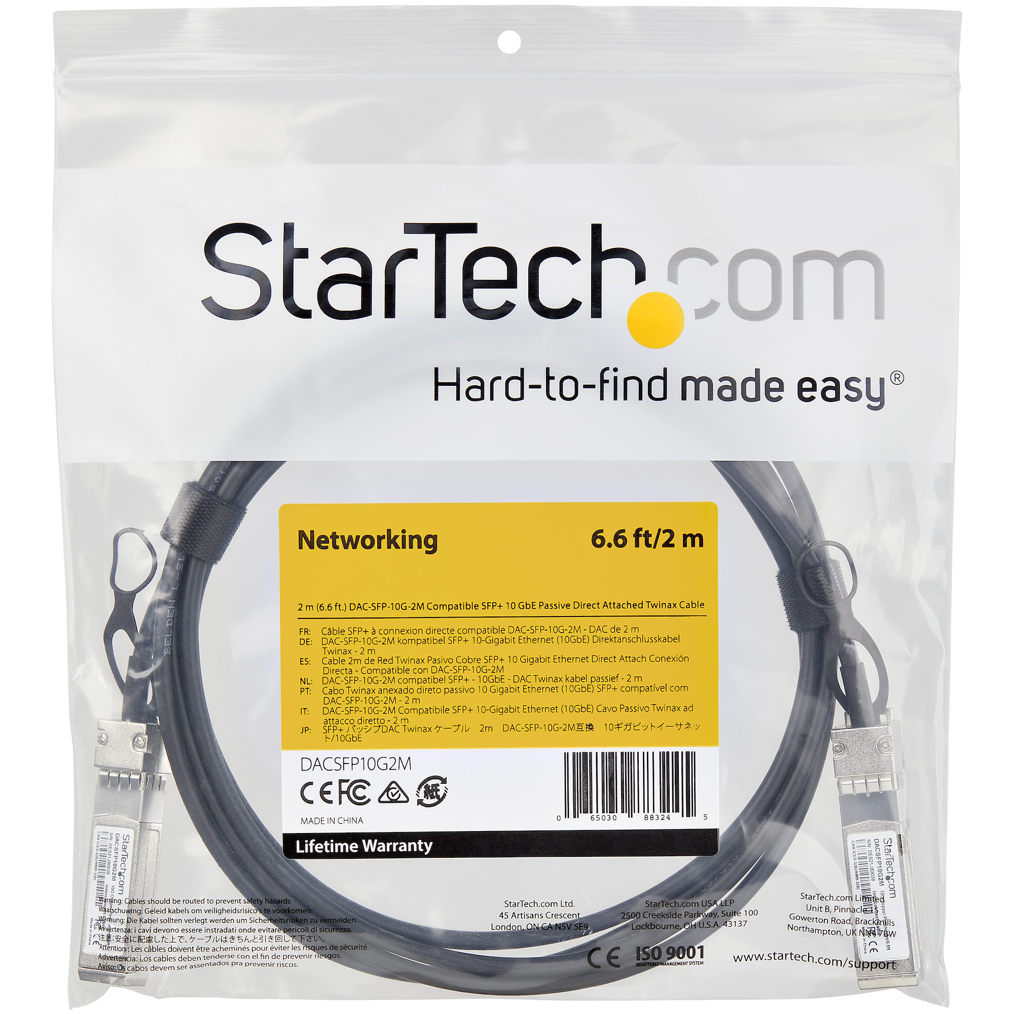 STARTECH.COM Dell EMC DAC-SFP-10G-2M Compatible Cable - 2 m - 10 GbE DACSFP10G2M