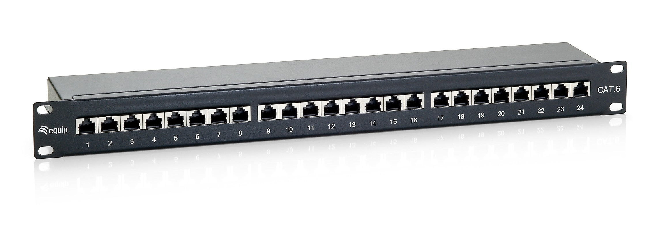 Equip 19 Patchpanel 24xRJ45 Cat6 FTP 1U 250MHz RAL9005