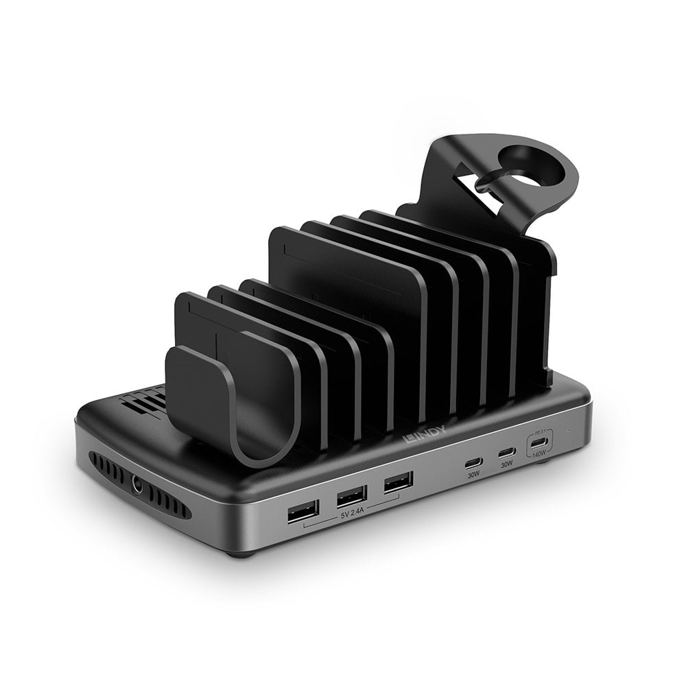 LINDY 6-Port USB-Ladestation 160W, 3x USB-C PD & 3x USB-A